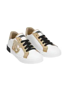 Кроссовки с логотипом, украшенные кристаллами Dolce & Gabbana Kids, белый