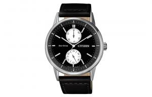 CITIZEN Часы Solar Quartz Movement Genuine Leather Strap Watch Men's Watch Black Dial, Black Dial