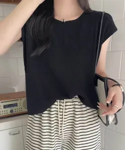 Топ без рукавов с ребристой отделкой спереди Aimoha - Select -, цвет Black