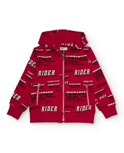 Красная детская толстовка с капюшоном с принтом текста Tuc tuc