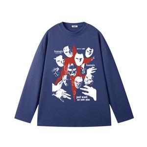 Футболка Unisex Crew Neck Moderate Straight Fit HUANQIU, темно-синий