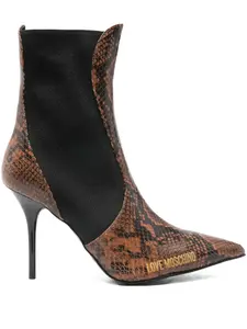 Кожаные ботильоны на каблуке 100 мм Love Moschino, коричневый