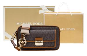 Кожаная сумка для фотоаппарата, городская сумка, средняя коричневая сумка через плечо женская MICHAEL KORS