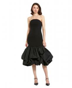 Женское миди-платье без бретелей из крепа с асимметричным подолом из тафты Mac Duggal, Black