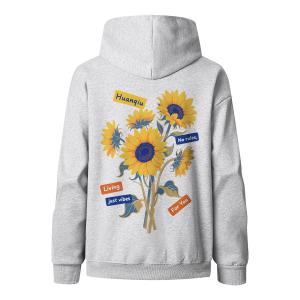 Толстовка Unisex Hooded Moderate Heavyweight HUANQIU, белый heather серый