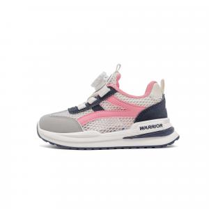 Дышащие, легкие, амортизирующие, низкие детские кроссовки для повседневной носки WARRIOR, бежевый/розовый/синий