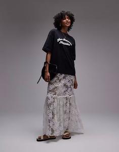 Макси-платье из прозрачного кружева Topshop цвета слоновой кости