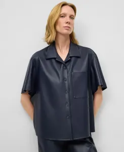 Женская рубашка из кожи и не кожи с коротким рукавом Adolfo Dominguez, синий