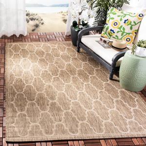 Ковер SAFAVIEH, 122 x 171 см, Washable Rug Outdoor Courtyard Collection - , Brown & Beige, без линьки и легкий в уходе, идеально для патио, заднего двора, прихожей (CY6016-242)