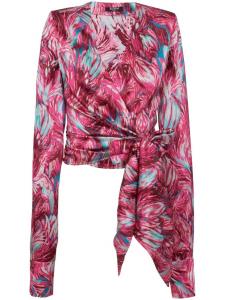 Balmain шелковая блузка с принтом, розовый