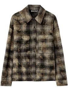 Palm Angels клетчатая рубашка с логотипом, серый