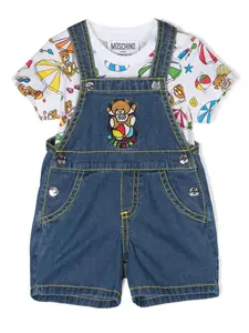 Комплект Teddy Bear из футболки и комбинезона Moschino Kids, синий