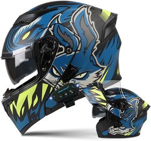 Шлем модуляр Uueybsg с принтом, синий / желтый / черный