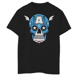 Футболка с изображением сахарного черепа для мальчиков 8–20 лет «Marvel Avengers Captain America» Marvel