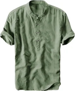 Базовый хлопковый льняной хенли с пуговицами VgueElegc