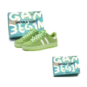 WELKIN&WZWJ Скользоустойчивые низкие скейтерские кроссовки на платформе унисекс бело-зеленые, цвет White Green