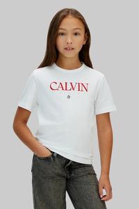 Детская хлопковая футболка Calvin Klein Jeans, белый