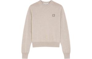 Вязаный джемпер с нашивкой Fox Head Maison Kitsune, светло-бежевый