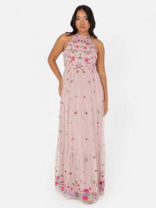 Вышитое платье макси на бретелях Maya Deluxe, Frosted Pink