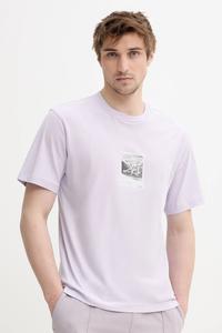 Хлопковая футболка Hugo, фиолетовый