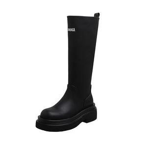 Сапоги женские черные 4,5 см Lanza, Black Single Style [Mid-Calf]