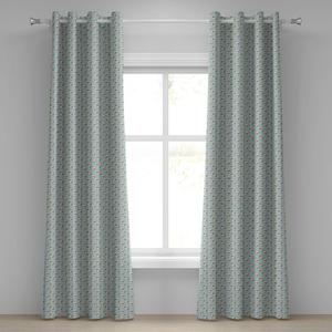 Занавеска ABAKUHAUS Shabby Flora с люверсами, красочная розовая растительность летом с листьями невесты, декоративные 2-панельные оконные шторы, 280 см x 260 см, бирюзовый светло-розовый