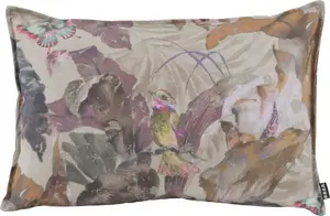 Х.ОК.К. Декоративная подушка "Lilly Love", с птичьим принтом в акварельном стиле, чехол с наполнителем, 1 шт H.O.C.K. 50х50 см, серый/коричнево-серый