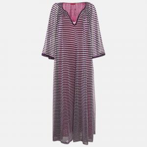 Платье-макси Missoni из шелкового трикотажа с люрексом в фиолетовую полоску