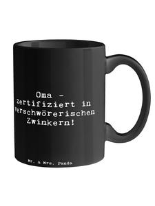 Кружка с надписью Подмигивающая бабушка на черном фоне Mr. & Mrs. Panda