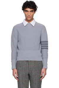 Thom Browne Темно-Синий хлопковый кардиган, связанный 4-полосным узором