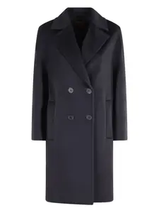 Двубортное шерстяное пальто Max Mara, синий