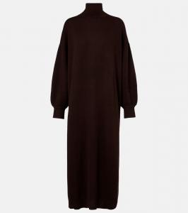 Свитер-платье из шерсти и кашемира с воротником-водолазкой Jardin des Orangers, Chocolate
