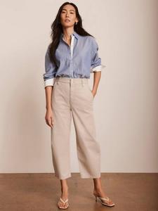 Брюки-чино с высокой посадкой на бочкообразных ногах Mint Velvet, цвет Natural