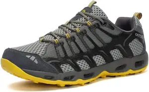 Мужские походные водные кроссовки, легкие, дышащие, с сеткой, для прогулок по рекам, треккинга, бродения, рыбалки, быстросохнущие, нескользящие низкие кроссовки для летних путешествий Qacksv, серый