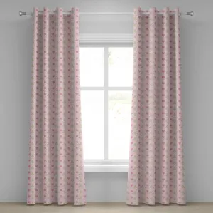 Штора на люверсах ABAKUHAUS для детского сада, тема любви, слон, вдохновленный Днем святого Валентина, с клетчатым узором из гигантских сердец, декоративная, двухпанельная, 280 см x 175 см, цвет розовый, оливковый, зеленый Abakuhaus