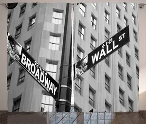 Черно-белая штора в деревенском стиле от ABAKUHAUS, фотография Бродвея, Нью-Йорк, штора из тесьмы со сборками, петлями и крючками, 280 x 225 см, белая с черным Abakuhaus