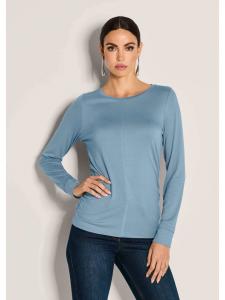 MADELEINE Футболка с длинными рукавами и присборенными боками дымчато-синего цвета