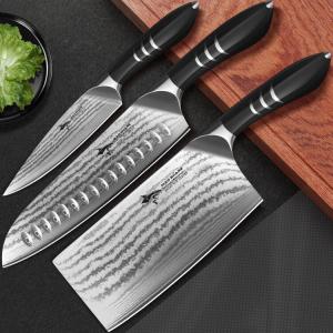 Mad Shark Дамасский тесак для резки крупных костей, профессиональный шеф-нож для курицы, утки, гуся, нарезки мяса, домашнего использования, включает нож для нарезки + сантоку + фруктовый нож