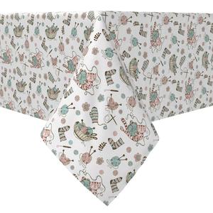 Квадратная скатерть, 100% хлопок, 60х60", Вязание и Котята