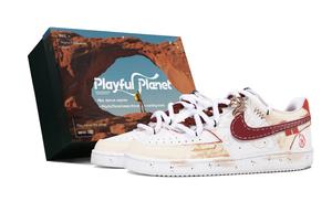 Court Vision 1 устойчивые к истиранию низкие скейтерские кроссовки Women's White Red Gold Nike, белый красный золотой