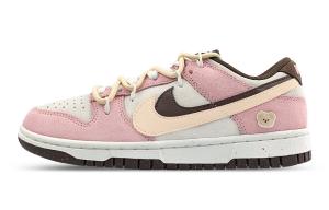 Nike Низкие, износостойкие, противоскользящие, женские, кроссовки для скейтбординга, белые, розовые