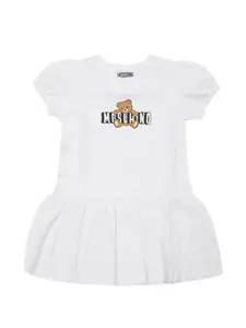 Платье с короткими рукавами и игрушечным мотивом Moschino Kids, белый