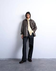 Повседневная куртка Topshop Bubble Revere из искусственной кожи шоколадного цвета