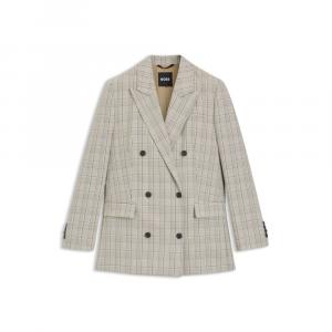 BOSS Клетчатый пиджак прямого кроя из эластичной шерсти