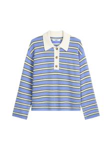 Marc O'Polo DENIM Полосатая вязаная рубашка-поло стандартного размера, средне-синего цвета