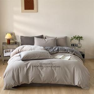 Antarctic Комплект постельного белья из 5 предметов для одного человека (простыня, пододеяльник, 2 наволочки, одеяло 2 кг), цвет Qiaoyi Mountain Gray + Medium Gray, 100% хлопок