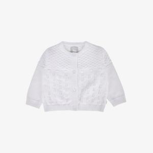 Кардиган хлопковой вязки с пуговицами и пуантами, 3–24 месяца The Little Tailor, белый
