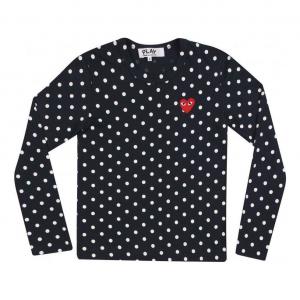 (WMNS) Футболка с длинными рукавами в горошек COMME des GARCONS PLAY, темно-синяя