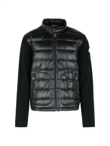 Стеганая куртка с отделкой разными материалами Moncler, черный