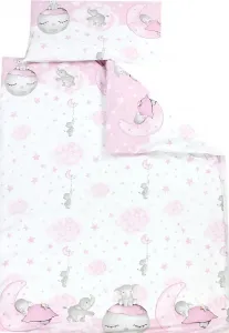 Детский комплект постельного белья с узором , 2 предмета, двусторонний, цвет: луна со слоном / розовый, размер: 120 x 90 см TupTam